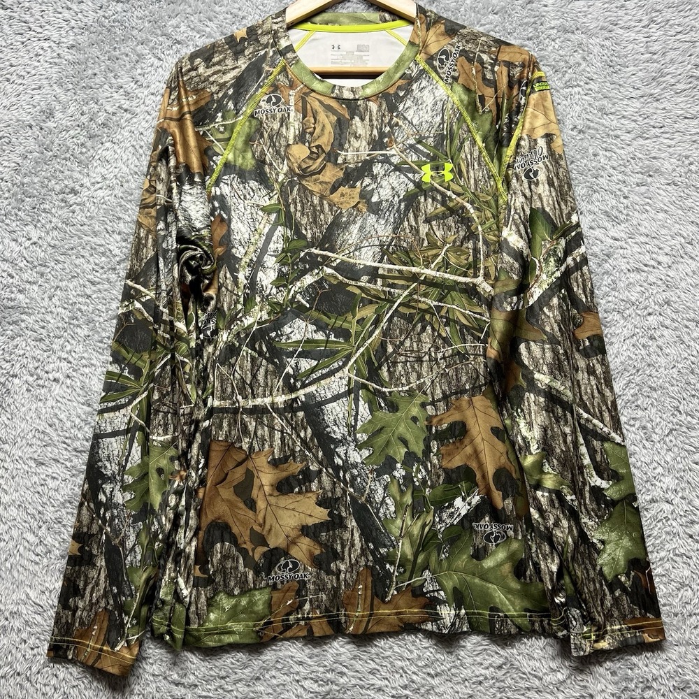 Under Armour Mens Shirt Mossy‎ Oak Camoflauge Long Sleeve Pullover Performance